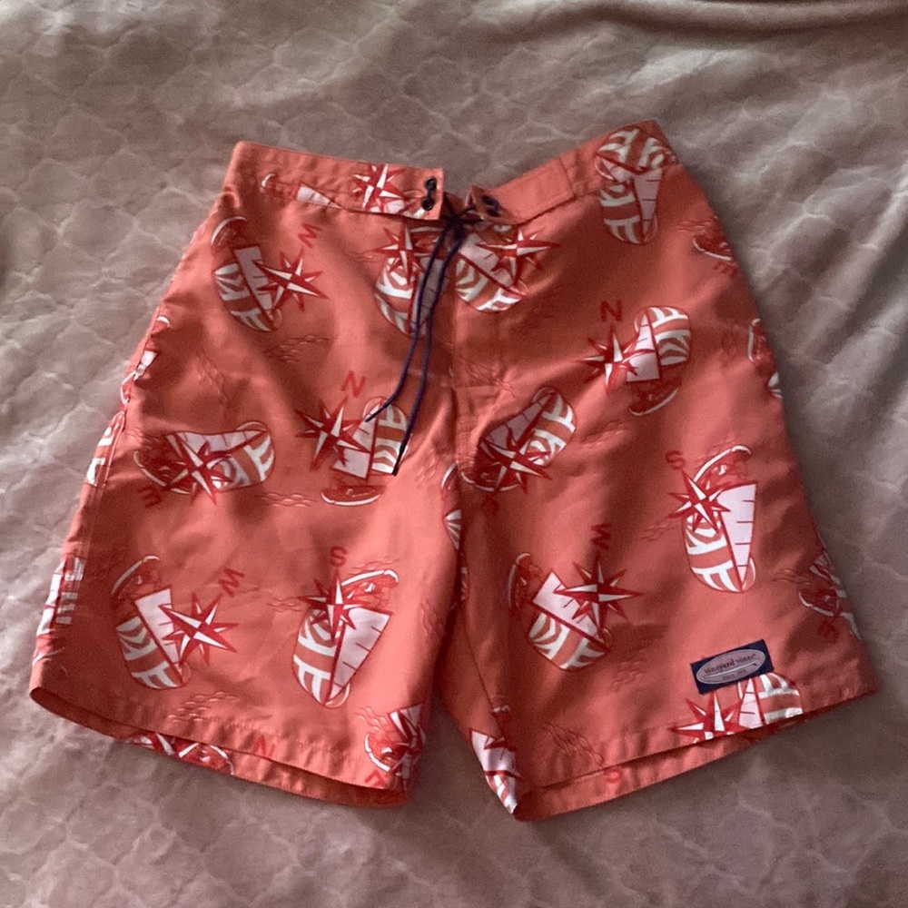 Vineyard Vines coral swim trunks